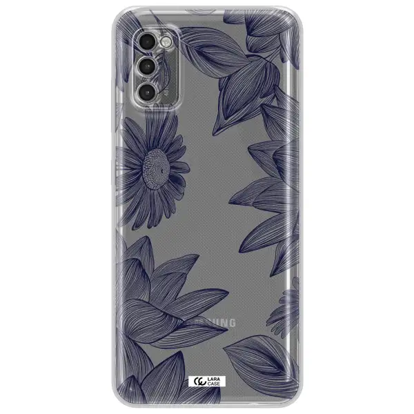 Blue Line Flower Samsung A41 Clear Tpu Case