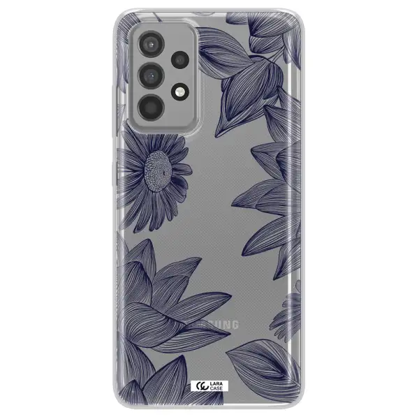 Blue Line Flower Samsung A52 Clear TPU Case