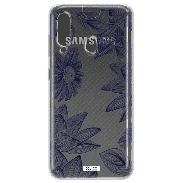 Blue Line Flower Samsung A60 Clear TPU Case