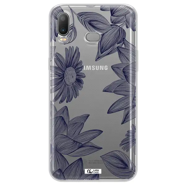 Blue Line Flower Samsung A6S Clear TPU Case