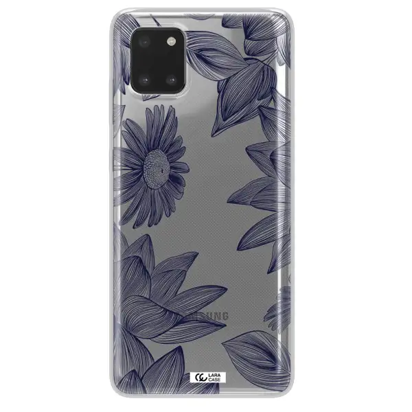 Blue Line Flower Samsung A81 Clear TPU Case