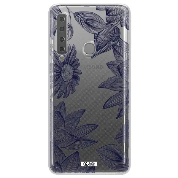Blue Line Flower Samsung A9 2018 Clear TPU Case