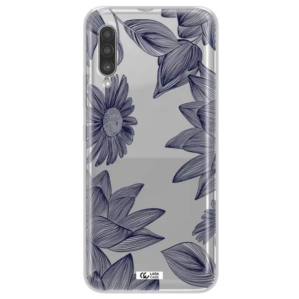 Blue Line Flower Samsung A90 Clear TPU Case