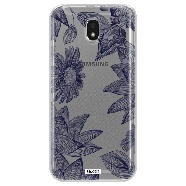 Blue Line Flower Samsung J5 2017 Clear TPU Case