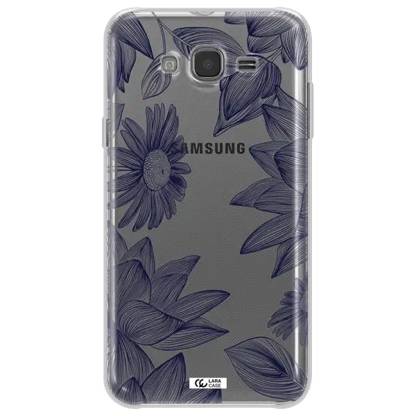 Blue Line Flower Samsung J7 2015 Clear TPU Case
