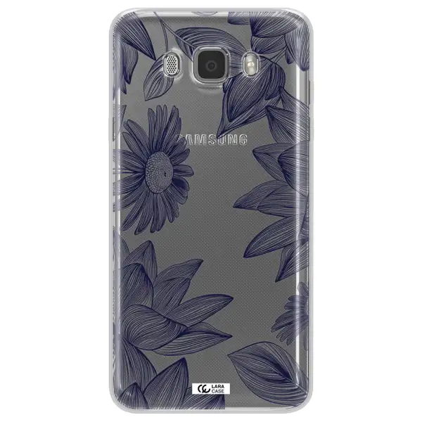 Blue Line Flower Samsung J7 2016 Clear TPU Case