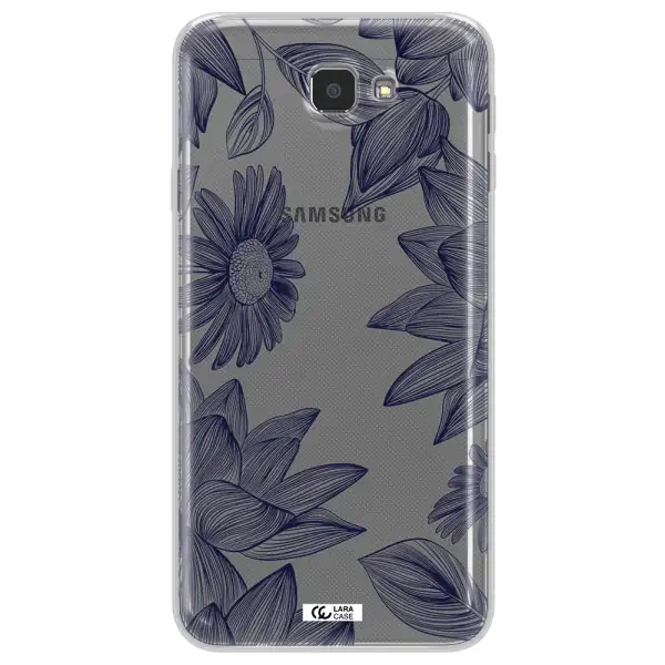 Blue Line Flower Samsung J7 Prim Clear TPU Case