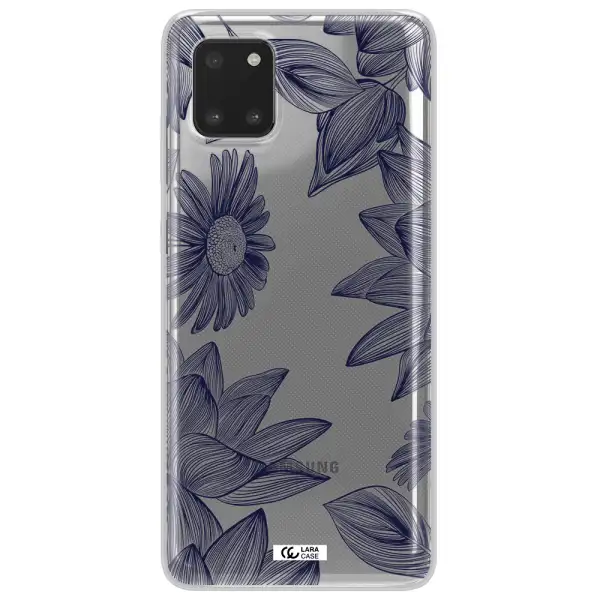 Blue Line Flower Samsung Note 10 Lite Clear TPU Case