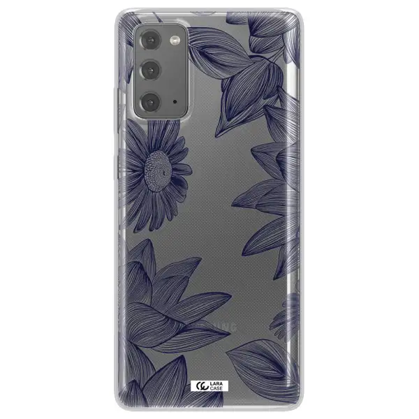 Blue Line Flower Samsung Note 20 Clear TPU Case