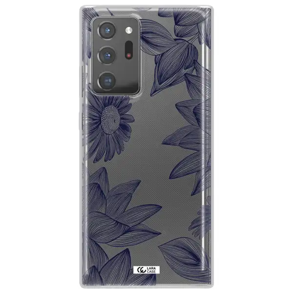 Blue Line Flower Samsung Note 20 Ultra Clear TPU Case