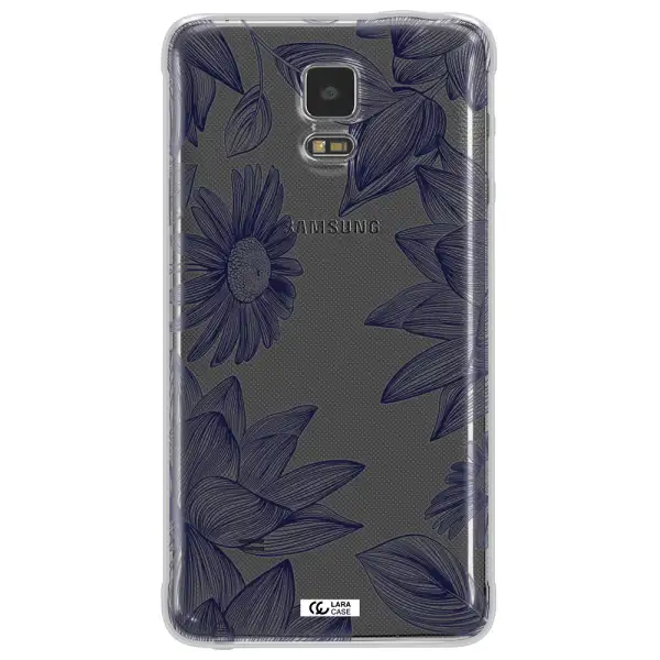 Blue Line Flower Samsung Note 4 Clear TPU Case