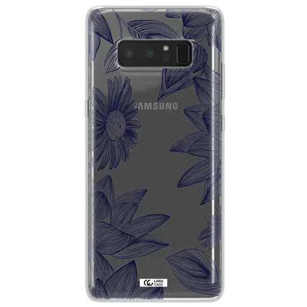 Blue Line Flower Samsung Note 8 Clear TPU Case
