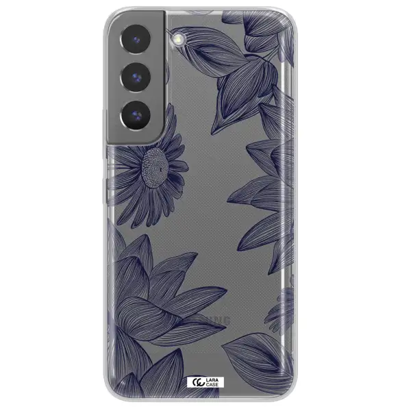 Blue Line Flower Samsung S 22 Plus Clear TPU Case
