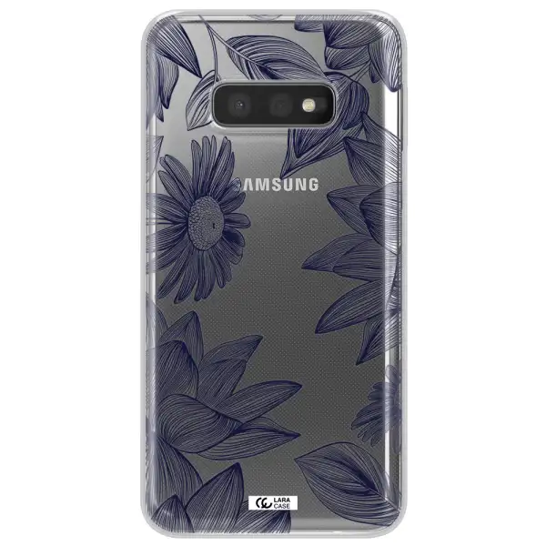 Blue Line Flower Samsung S10e Clear TPU Case