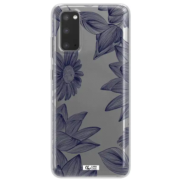 Blue Line Flower Samsung S20 Clear TPU Case