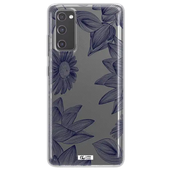 Blue Line Flower Samsung S20 Fe Clear TPU Case