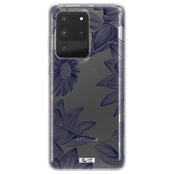 Blue Line Flower Samsung S20 Ultra Clear TPU Case