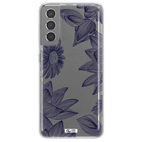 Blue Line Flower Samsung S21 Plus Clear TPU Case