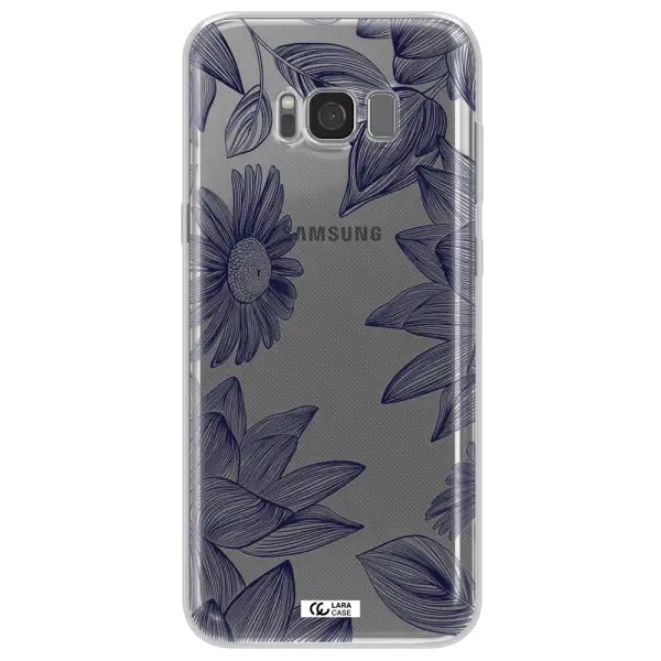 Blue Line Flower Samsung S8 Clear TPU Case