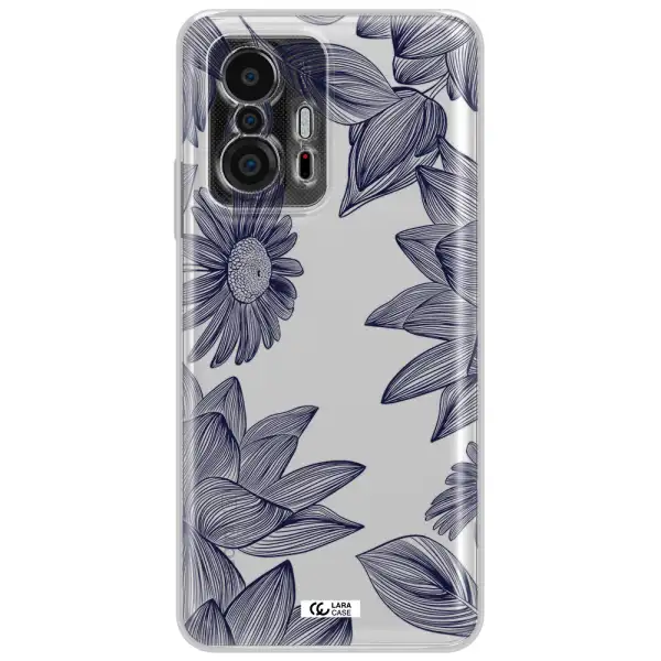 Blue Line Flower Xiaomi 11T Clear Tpu Case