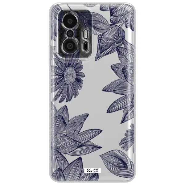 Blue Line Flower Xiaomi 11T Pro Clear Tpu Case