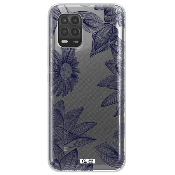Blue Line Flower Xiaomi Mi 10 Lite Clear TPU Case