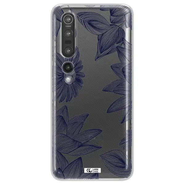 Blue Line Flower Xiaomi Mi 10 Pro Clear TPU Case