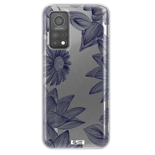 Blue Line Flower Xiaomi Mi 10 T Pro Clear TPU Case