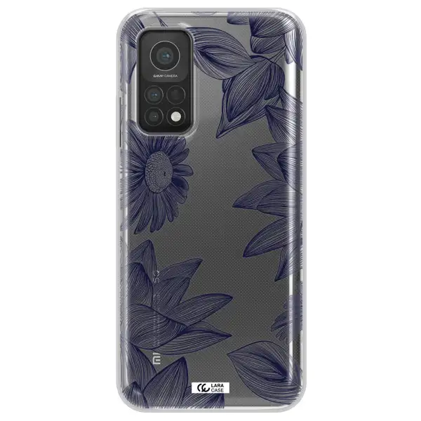 Blue Line Flower Xiaomi Mi 10T Clear TPU Case