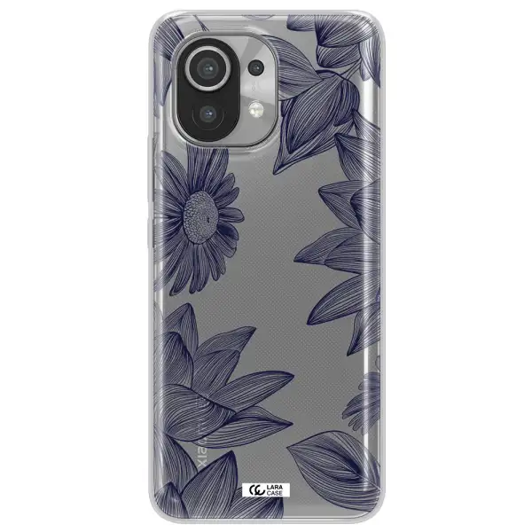 Blue Line Flower Xiaomi Mi 11 Clear TPU Case
