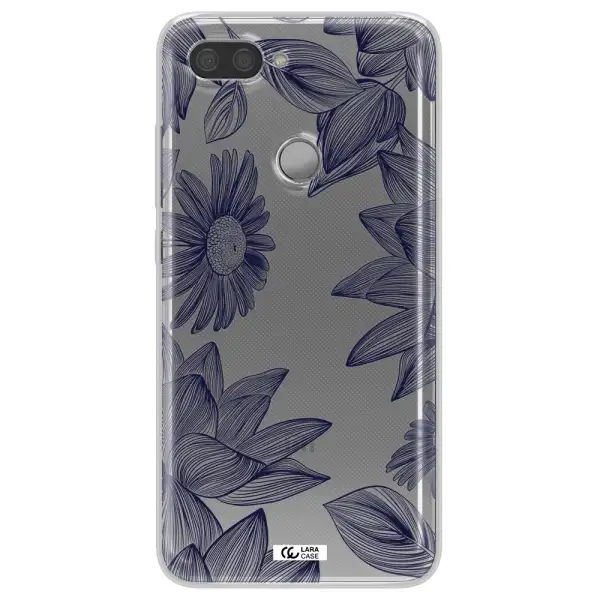 Blue Line Flower Xiaomi Mi 8 Lite Clear TPU Case