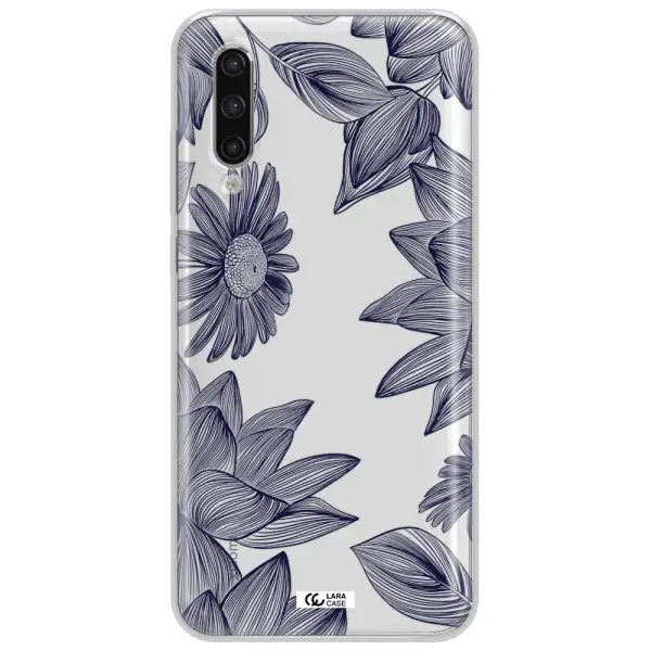 Blue Line Flower Xiaomi Mi 9 Lite Clear Tpu Case