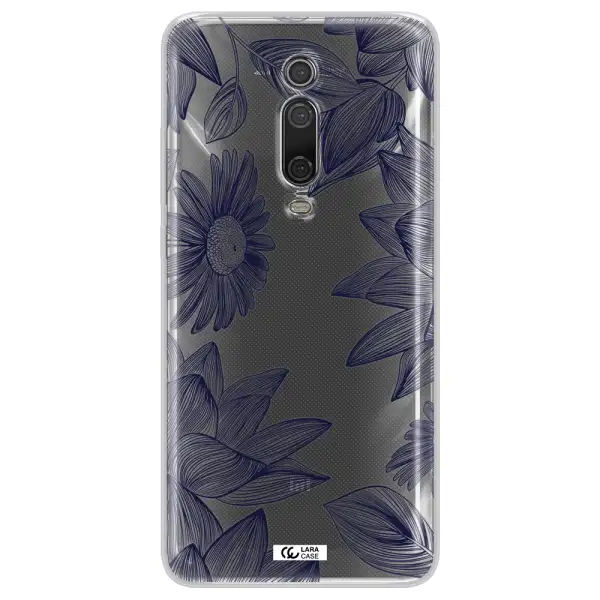Blue Line Flower Xiaomi Mi 9T Clear TPU Case