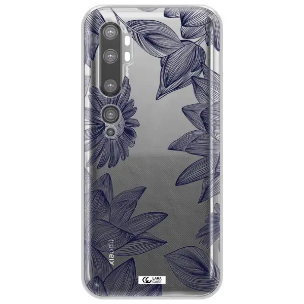 Blue Line Flower Xiaomi Mi Note 10 Clear TPU Case