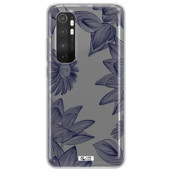 Blue Line Flower Xiaomi Mi Note 10 Lite Clear TPU Case