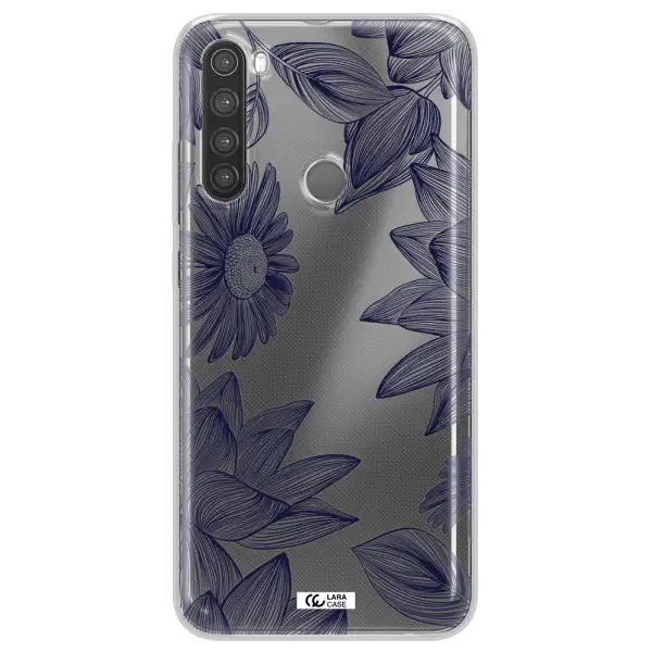 Blue Line Flower Xiaomi Note 8 Clear TPU Case