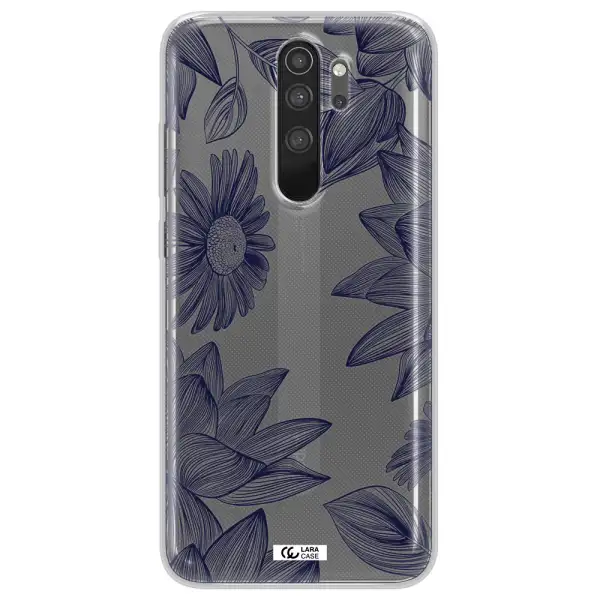 Blue Line Flower Xiaomi Note 8 Pro Clear TPU Case