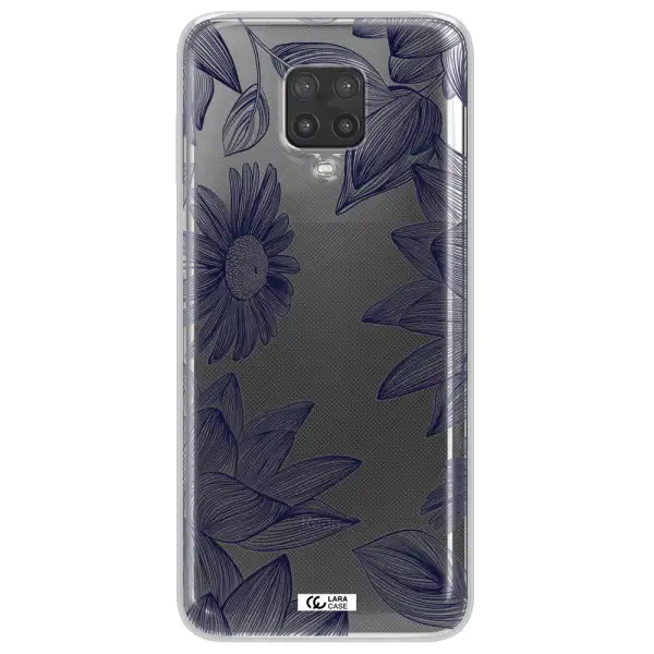 Blue Line Flower Xiaomi Note 9 Pro Clear TPU Case