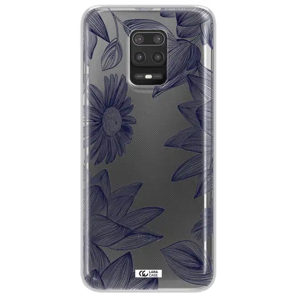 Blue Line Flower Xiaomi Note 9S Clear TPU Case