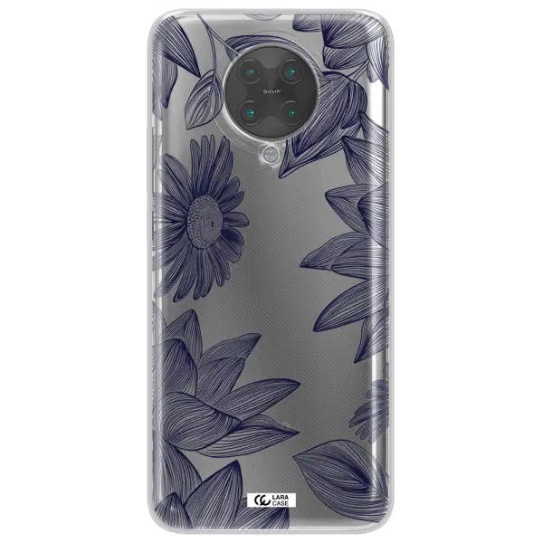 Blue Line Flower Xiaomi Poco F2 Pro Clear TPU Case