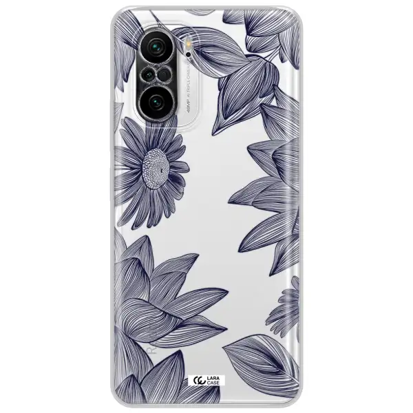 Blue Line Flower Xiaomi Poco F3 Clear Tpu Case