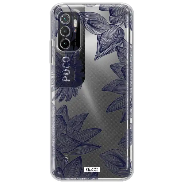 Blue Line Flower Xiaomi Poco M3 Pro Clear Tpu Case