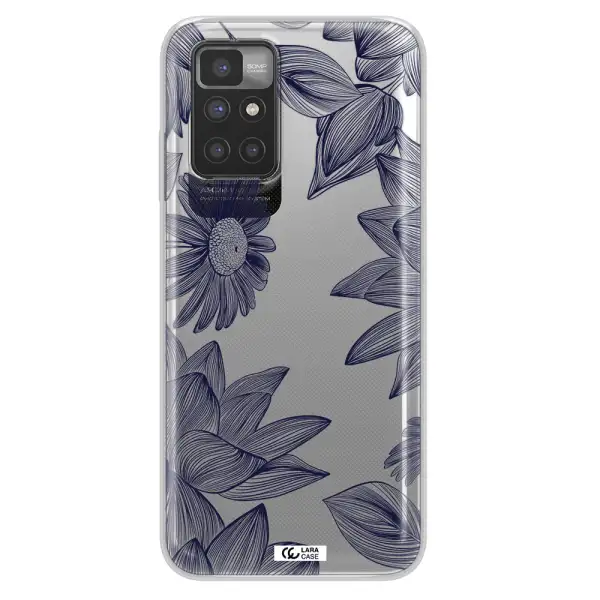 Blue Line Flower Xiaomi Redmi 10 Clear TPU Case