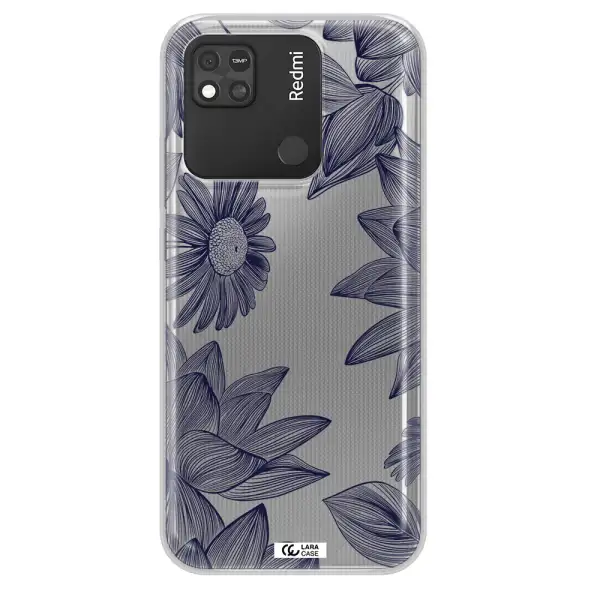 Blue Line Flower Xiaomi Redmi 10A Clear TPU Case