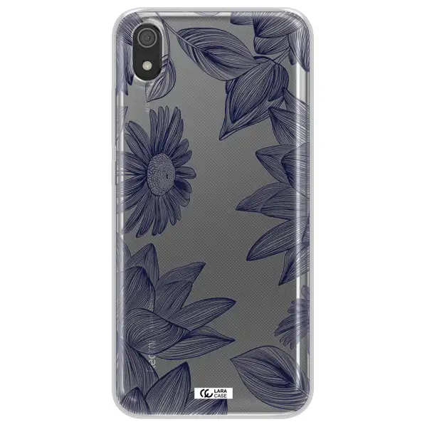 Blue Line Flower Xiaomi Redmi 7A Clear TPU Case