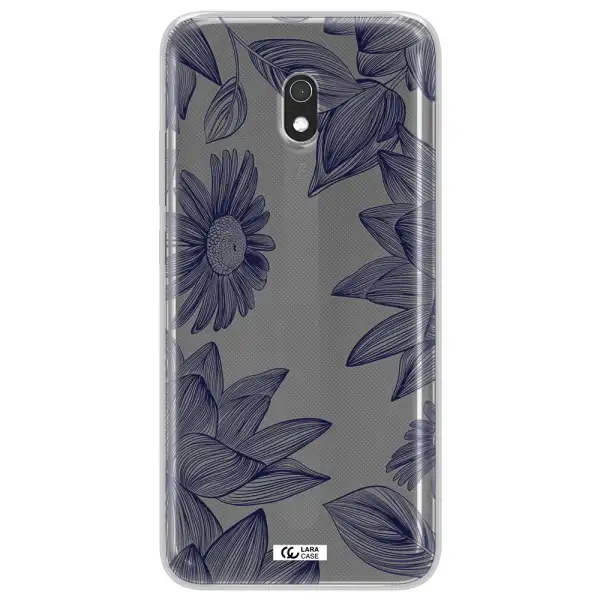 Blue Line Flower Xiaomi Redmi 8A Clear TPU Case