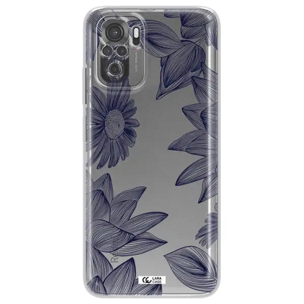 Blue Line Flower Xiaomi Redmi Note 10S Clear Tpu Case