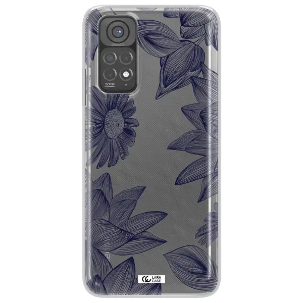 Blue Line Flower Xiaomi Redmi Note 11 Clear TPU Case