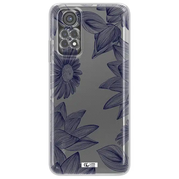 Blue Line Flower Xiaomi Redmi Note 11S Clear Tpu Case