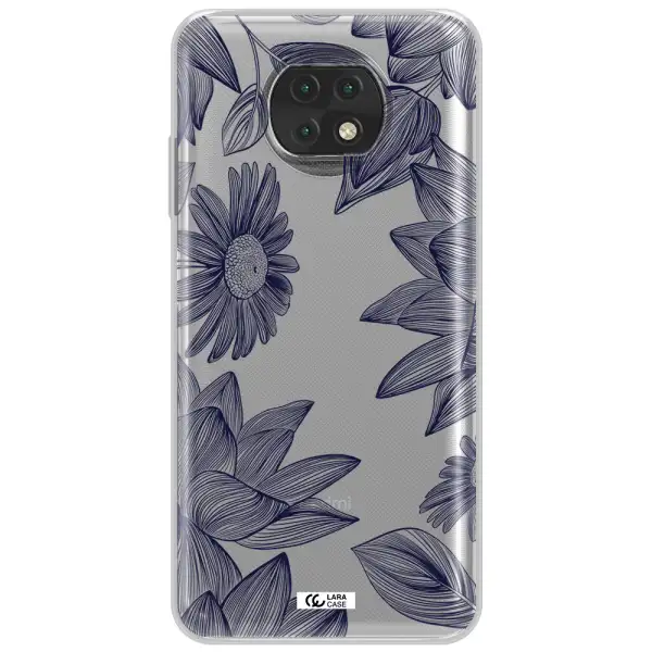 Blue Line Flower Xiaomi Redmi Note 9T Clear Tpu Case